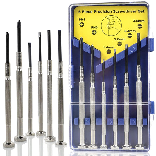 6 PCS Precision Screwdriver Sets, Eyeglass Repair Kit Screwdriver, Mini Screwdriver Set, Flat Head and Philips Head Screwdriver Sets, With 6 Different Sizes, Suitable For Watch, Electronic Repairs
