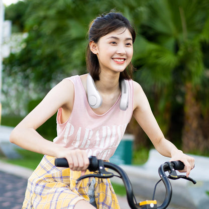 JISULIFE Neck Fan Portable, Personal Wearable Fan with Battery Rechargeable, Bladeless Travel Cooling Design with Powerful Wind, 3 Speeds, Quiet, Gifts for Men/Women/Friends - Grey