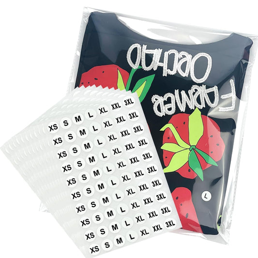 PigPotParty 10" x 13" Clear Plastic T-Shirt Bags with Clothing Size Stickers, 100 Pcs Cellophane Shirt Sleeves Packaging Bags for Small Business, Thick, Self-adhesive & Resealable