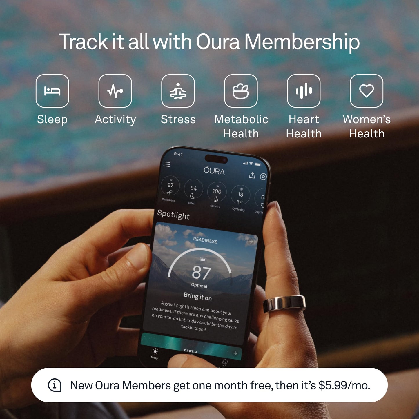 Oura Ring 4 - Silver - Size 10 - Smart Ring - Unique Sizing, Not Standard US Ring Sizes - Size First - Sleep Tracking Wearable - Heart Rate - Fitness Tracker - Up to 8 Days of Battery Life