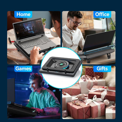 llano V13 Gaming Laptop Cooler, Laptop Cooling Pad Stand with 5.5inch External Cooling Fan, Fast Cooling Computer Laptop 15.6-21in, Adjustable Speed, Touch Control, 3-Port USB A, A Mouse Pad Included