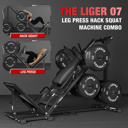 GMWD Leg Press Hack Squat Machine Combo, Leg Press Machine with Linear Bearing, Lower Body with Weight Storage for Quads, Hamstring, Glutes, Home Gym Exercise Equipment