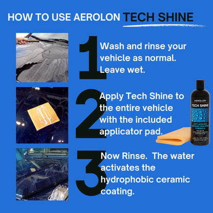 Aerolon Tech Shine: Ceramic Coating for Cars, Car Wax, Car Polish, Ceramic Polymer Coating, Hydrophobic Top Coat Polish and Sealer, Auto Detailing - One Gallon with Applicator Pad