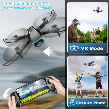 Oddire Mini Drone with Camera - 1080P HD Foldable Drone with Stable Hover, Gravity Control, Auto-Follow, Trajectory Flight, 90° Adjustable Lens, One Key Take Off/Land, 3D Flip, Drones for Adults