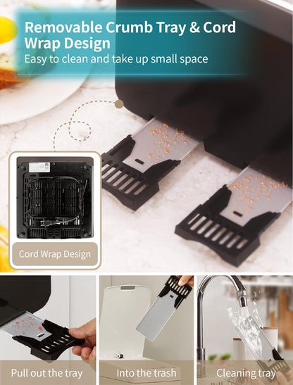 Gevi Toaster 4 Slice,Led Display Touchscreen Bagel Toaster with Dual Control Panels of Bagel/Reheat/Defrost/Cancel/Toasting One Slice/Longer Function,6 Shade Setting