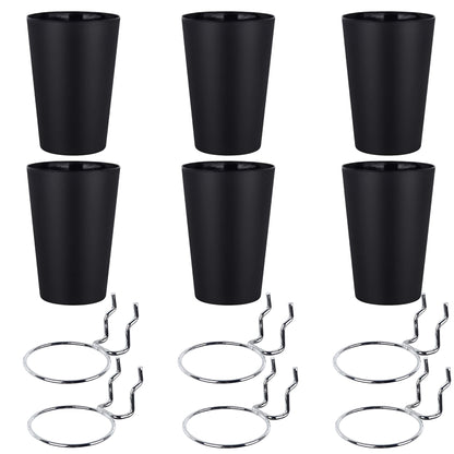 Kuhome 6 Set Ring Style Pegboard Hooks with Pegboard Cups, Black, Stainless Steel & Plastic, Ideal for Craft Room, Work Bench, Garage
