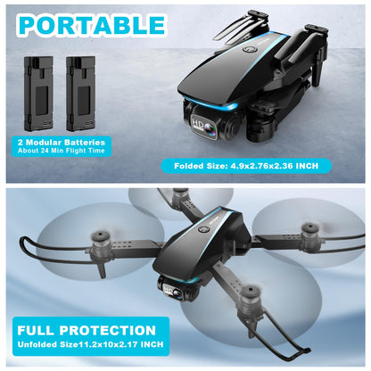 Oddire Mini Drone with Camera - Drones for Kids Adults, 1080P HD Foldable Drone with Stable Hover, Auto-Follow, Trajectory Flight, Gravity Control, 90° Adjustable Lens, One Key Take Off/Land, 3D Flip