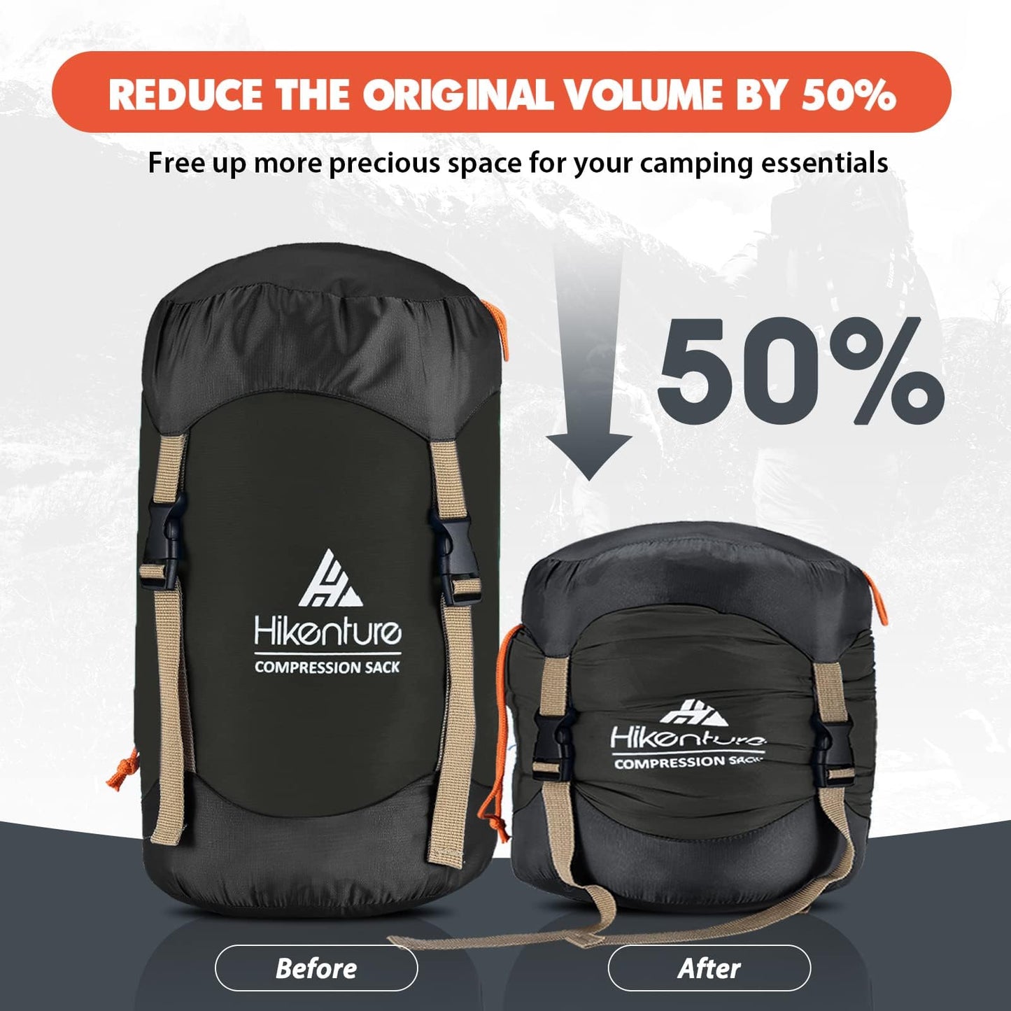 Hikenture Compression Sack for Sleeping Bag, Upgrade Anti-Tear Nylon Sleeping Bag Stuff Sack, 10L/14L/20L/30L Water-Resistant Compression Bag, Storage Bag (Dark Green, 30L)