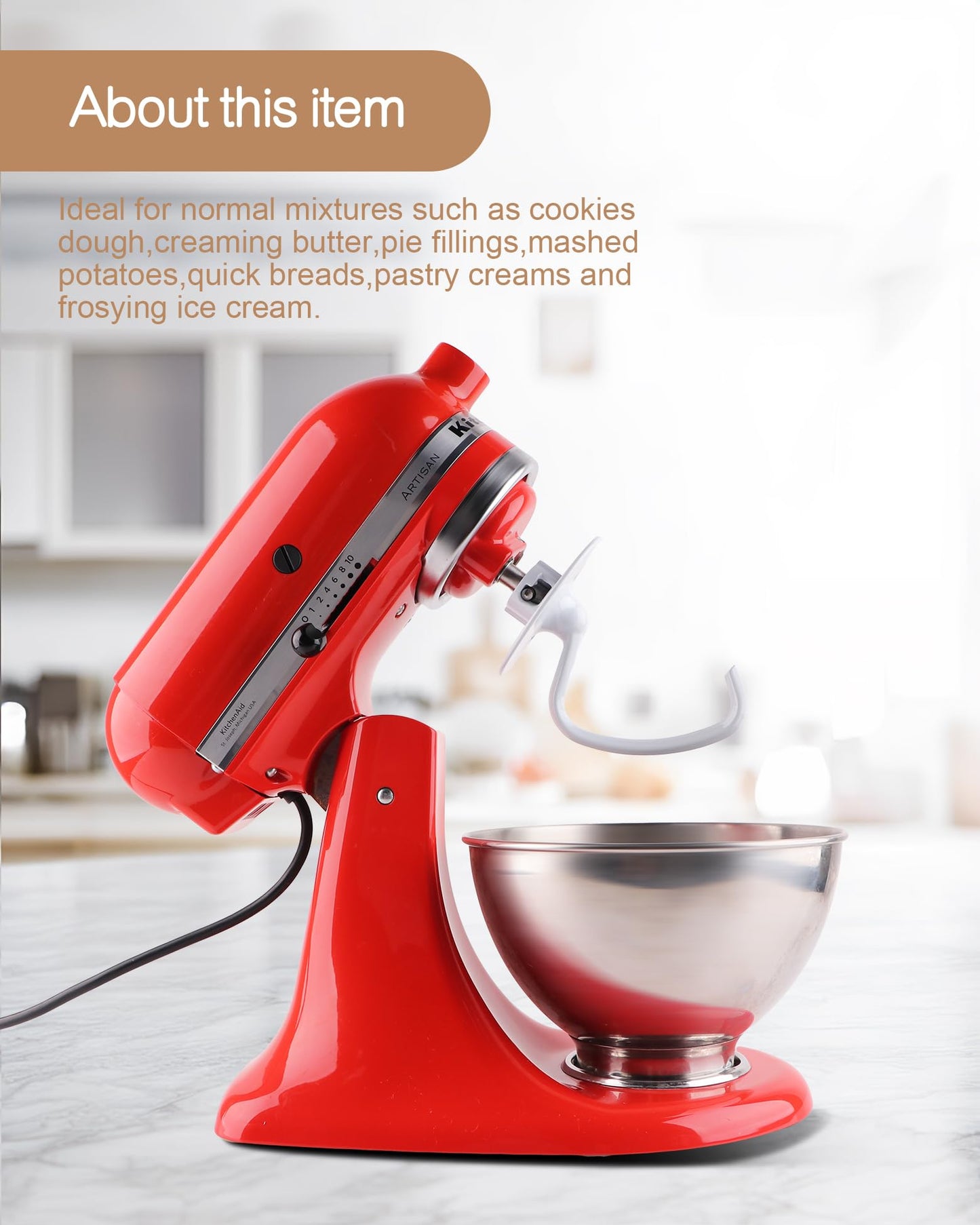 MEET JUICE C-shaped K45DH Coated Dough Hook, Attachment for KitchenAid 4.5-5.0 Quart Bowel, Compatible with KitchenAid K45 K45SS KSM90 KSM150 Tilt-Head Stand Mixers