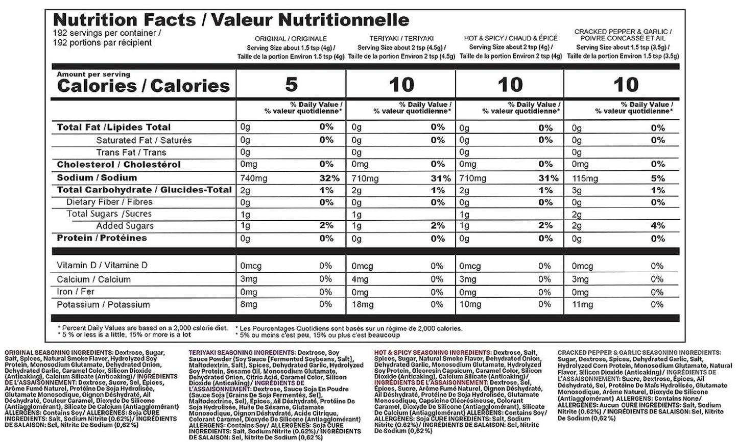 NESCO BJV-25, Jerky Seasoning Original, Hot-N-Spicy, Teriyaki, and Cracked Pepper Flavors, 12 count