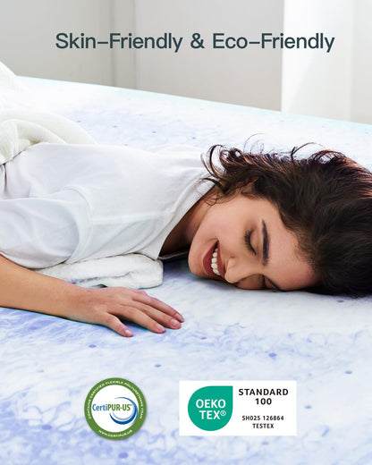 PERLECARE 3 Inch Queen Memory Foam Mattress Topper for Pressure Relief, Cooling Gel Infusion, CertiPUR-US Certified Purple, PCMTQ34PU-US
