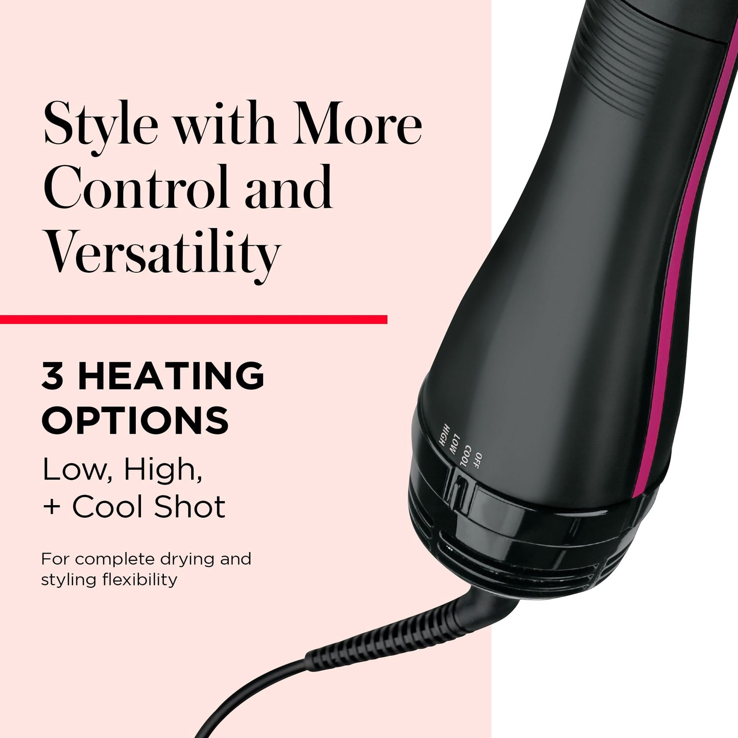 REVLON One-Step Hair Dryer and Styler, All-in-One Detangling and Straightener Brush for Salon-Quality Smooth, Straight Hair, More Shine and Less Frizz, Black