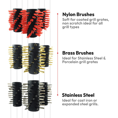 Grillbot Replacement Stainless Steel Brushes for Grillbot Automatic Grill Cleaning Robot – Set of 3 Stainless Steel Grill Brushes for Cast Iron & Expanded Steel Grills