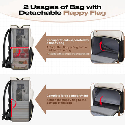 Maelstrom Travel Backpack for Women Men,Laptop Backpack Fits 15.6-17.3 Inch Laptop, Nurse/Teacher/Work Bag with Insulated Lunch Box,Water Resistant Carry On Backpack,Black-Beige