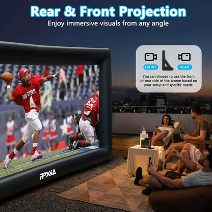 PPXIA Inflatable Movie Screen Outdoor Projector Screen for Outside 20ft, Blow Up Screens Front and Rear Projection with Air Blower, Best for Movie Nights Backyard Home Theater Pool Party