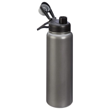 Amazon Basics Large Stainless Steel Insulated Water Bottle, Spout Lid, 30.1 ounces, Gray