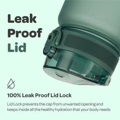 Hydracy Water Bottle with Time Marker - Large 32 oz BPA Free Gym Bottle & No Sweat Sleeve -Leak Proof Lid with Fruit Infuser Strainer & Times to Drink - Ideal for Fitness Sports & Outdoors