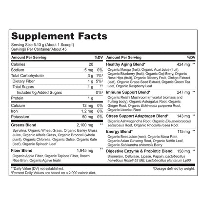 NATURELO Raw Greens Superfood Powder - Unsweetened - Boost Energy, Detox, Enhance Health - Organic Spirulina - Wheat Grass - Whole Food Nutrition from Fruits & Vegetables - 240 Grams