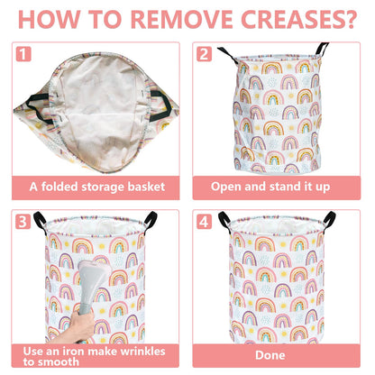 MAIZMZ Kids Rainbow Hamper Laundry Basket Storage Bins Gift Organizer Clothes Toy Box Large Canvas Collapsible Chest for Home/Dorm/Kitchen/Pet/Office/Closet/Shelf/Room Decor