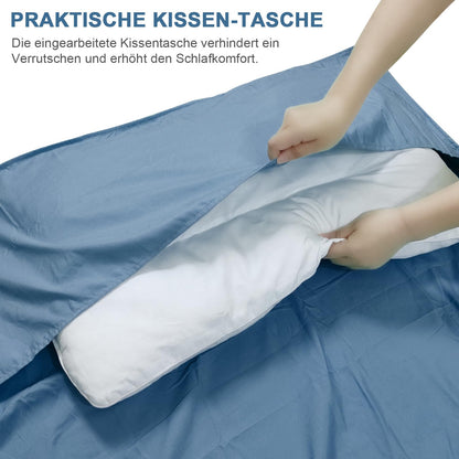 LSTRAGY Sleeping Bag Liner, Updated Adult Sleep Sack & Travel Sheets with Foot Zipper, Lightweight and Portable Camping Sleeping Bag Liners - Ideal for Backpacking, Hostels and Camping(Blue)