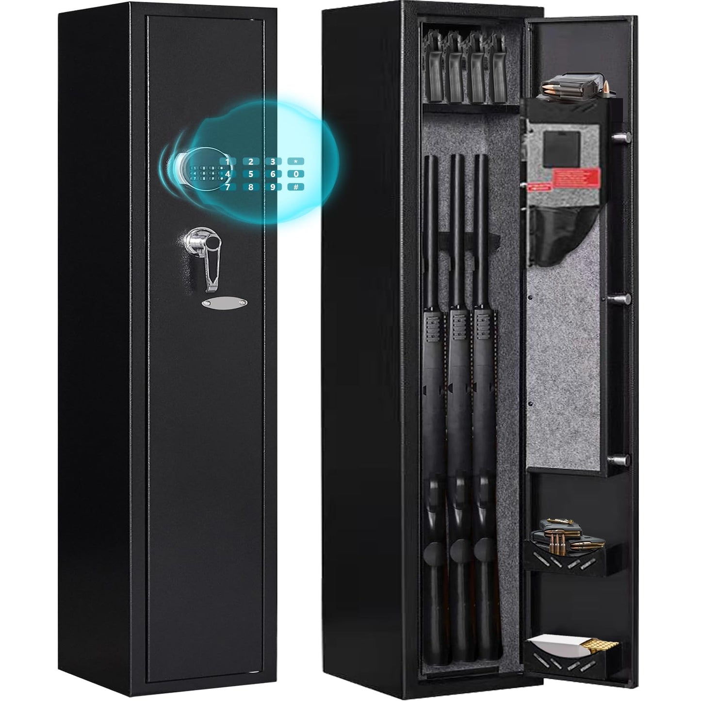 KAER 2-Gun Safes for Home Rifle and Pistols Electronic Gun Security Cabinet Quick Access Gun Rifle Gun Security Cabinet Safes Gun Cabinet for Shotguns with Built-in Removable Storage Shelf-1.73