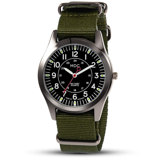 Infantry Black Military Watches for Men Tactical Wrist Watch Outdoor Sport Field Analog Work Army Wristwatch Men's Green Nylon Band by MDC