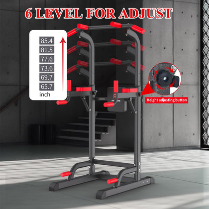 Power Tower Dip Station, Pull Up Bar Station & Multi-Function Gym Equipment For Home Strength Training Adujustable Height Up to 85.5",Load 350LBS