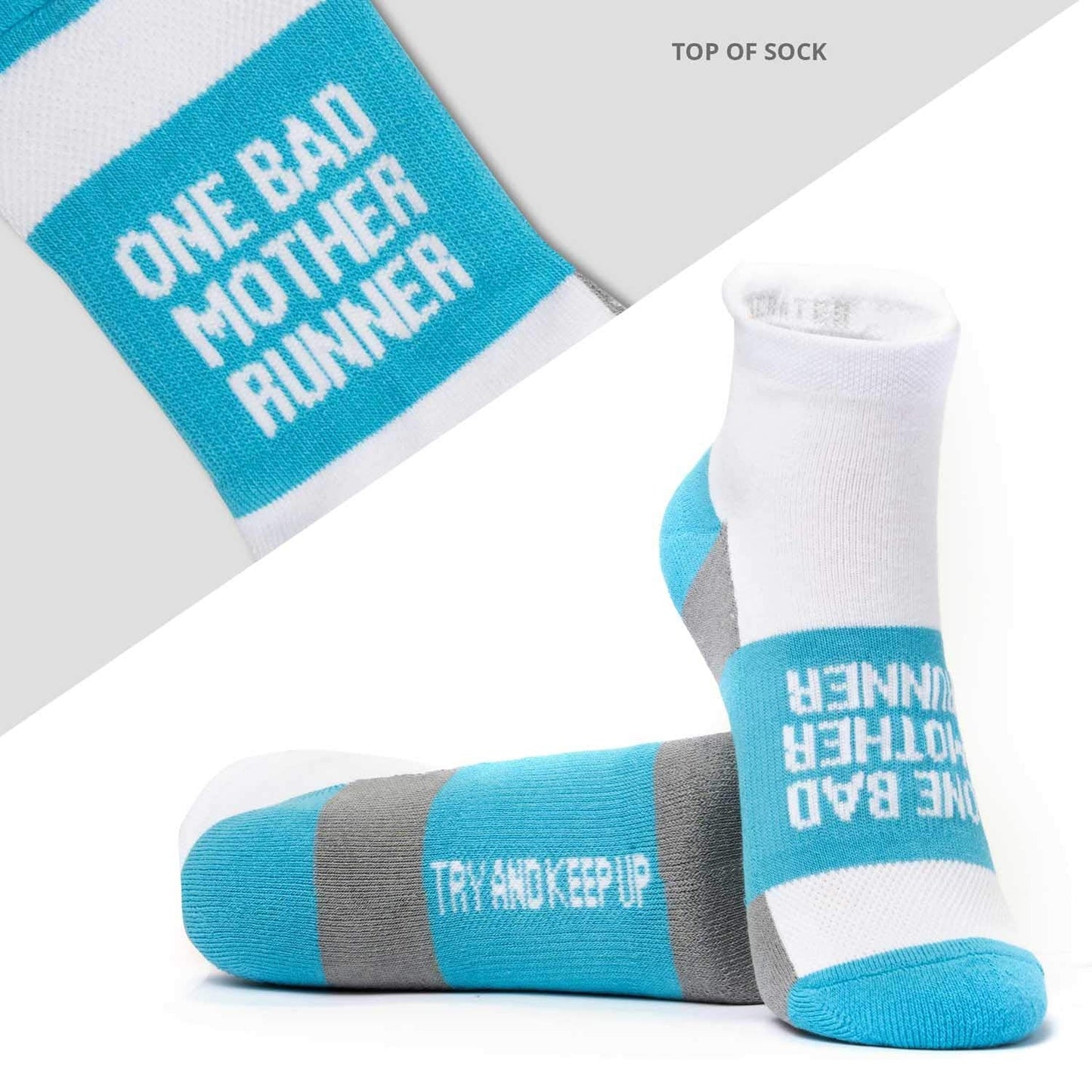 Gone For a Run Inspirational Ankle Socks for Women - Affirmation - Fun Running Socks - Runners Gifts & Motivation - Mother Runner (Teal)