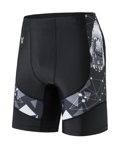 Men's Rash Guard Swim Shorts Compression Swimming Jammer Cool Dry Active Swimsuit Workout Shorts Sports Tights(Shark,XL)