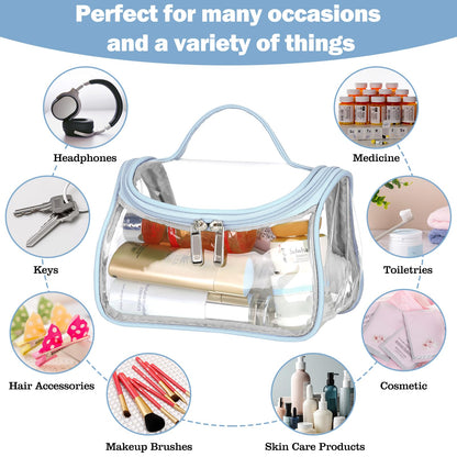 HAOGUAGUA Heavy Duty Clear Cosmetic Bag Waterproof Transparent Travel Makeup Toiletry Organizer Bag (Blue-1pcs)