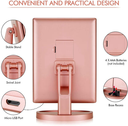 Infitrans Trifold Makeup Mirror Vanity Mirror with Lights,1X 2X 3X Magnification,Touch Screen,180 Adjustable Rotation,Portable Travel Bathroom Cosmetic Mirror