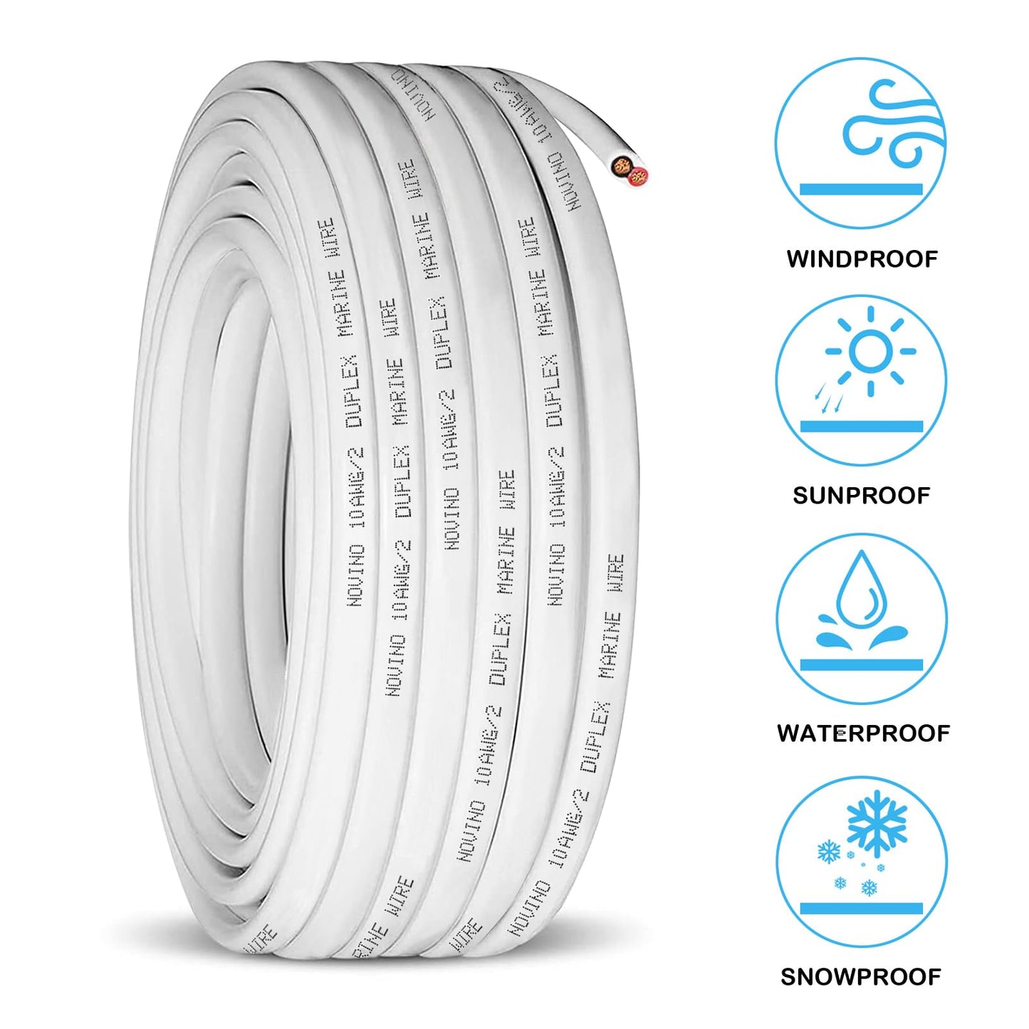 10 Gauge Marine Wire,10 AWG 30ft Duplex Marine Grade Wire Tinned Copper Oxygen-Free Insulated Red& Black Electrical Cable for Boat/Automotive/RV/Camper/Trailer