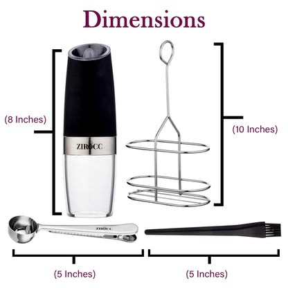 (2 Pack) Gravity Electric Salt and Pepper Grinder Set Battery Operated One Hand Automatic Operation, Adjustable Coarseness Mill Grinders Shakers LED Light, Kitchen Gadgets Gifts-Black