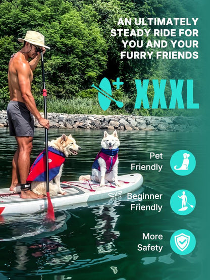 Niphean (Extra Large) Inflatable Paddle Board, SUP for 2+1 People/Family, Stand Up Paddle Board with (Beginner Friendly) StabilTrac Fin, Waterproof Phone Pouch, Paddle Boards for Adults, Gift Ideas