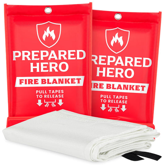 Prepared Hero Emergency Fire Suppression Blanket - 2 Pack, 40' x 40' Fiberglass Blanket for Kitchen and Home