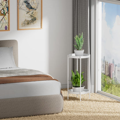 OVICAR Plant Stand Indoor Outdoor - Metal Flower Pot Holder Table Tall Potted Rack Organizer Rustproof Plant Display Shelf For Home Garden Patio Balcony Office Living Room Bathroom Corner (White)