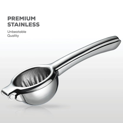 Premium Lemon Squeezer Stainless Steel - Heavy Duty Lime Squeezer, Lemon Juicer Manual With Comfortable Handle For Extracting All Juice Possible - Hand Citrus Juicer