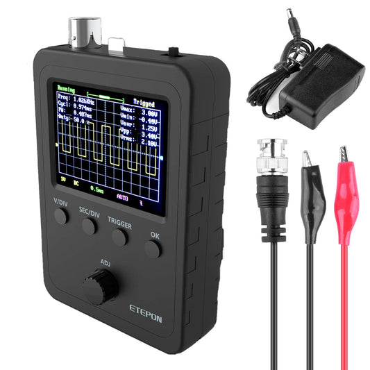 ETEPON Digital Oscilloscope Kit with BNC-Clip Cable Probe with Power Supply, (Assembled Finished Machine) EM001