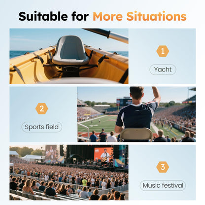 LET'S CAMP 2 Pack Folding Stadium Seats, Portable Bleacher Chairs with Comfortable Cushions, Cup Holder and Mesh Bag, Perfect for Sports Games and Outdoor Activities