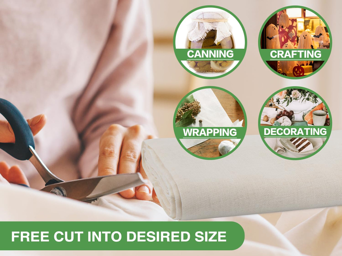 Olicity Cheese Cloth Roll,Grade 100,3x30Ft, 90 Sq Feet, Reusable Cheese Cloths with Closed Edges Fabric Fine Mesh Cloth, Unbleached Cotton Muslin Bulk Cheesecloth Roll for Straining, Crafts - 10 Yards