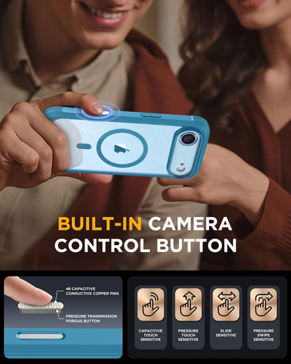 Miracase Magnetic for iPhone Air Case 6.5" [Compatible with MagSafe] Full-Body Phone Case with Built-in Glass Screen Protector & Camera Control,Drop Proof iPhone 17 Air Case Cover, Blue