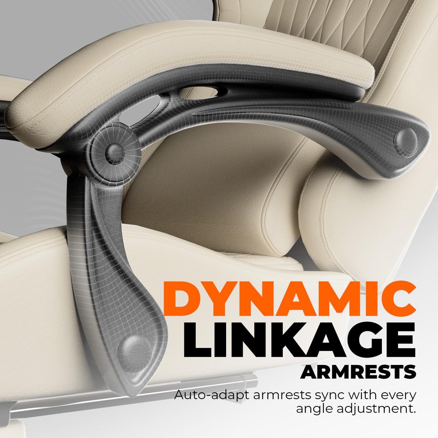 GTPLAYER Gaming Chair with Speakers, Video Game Chairs with Footrest, PC Gamer Chairs for Adults - Padded High Back Ergonomic Reclining Silla Gamer, Linkage Armrest, Ace Pro, Ivory New