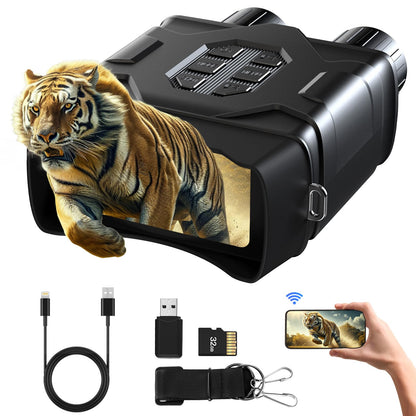 GTHUNDER Night Vision Goggles, Night Vision Binoculars – 4K UHD Video, 52MP Photos, App Remote Control, 10X Zoom, 4" HD Screen, 984ft, 7-Level IR, 4000mAh Battery, 32GB– Ideal for Hunting & Security