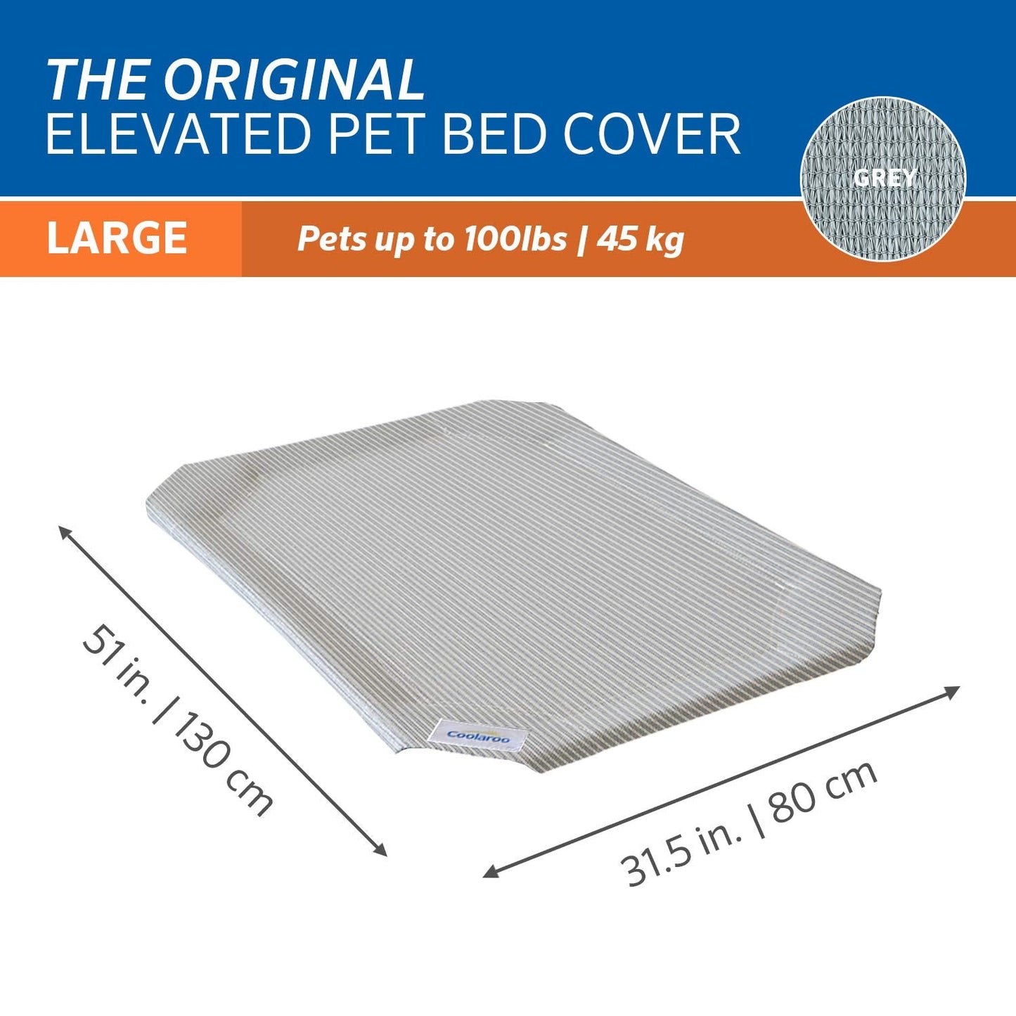Original Pet Bed Replacement Cover - Grey - Large (43.5" x 31.5")