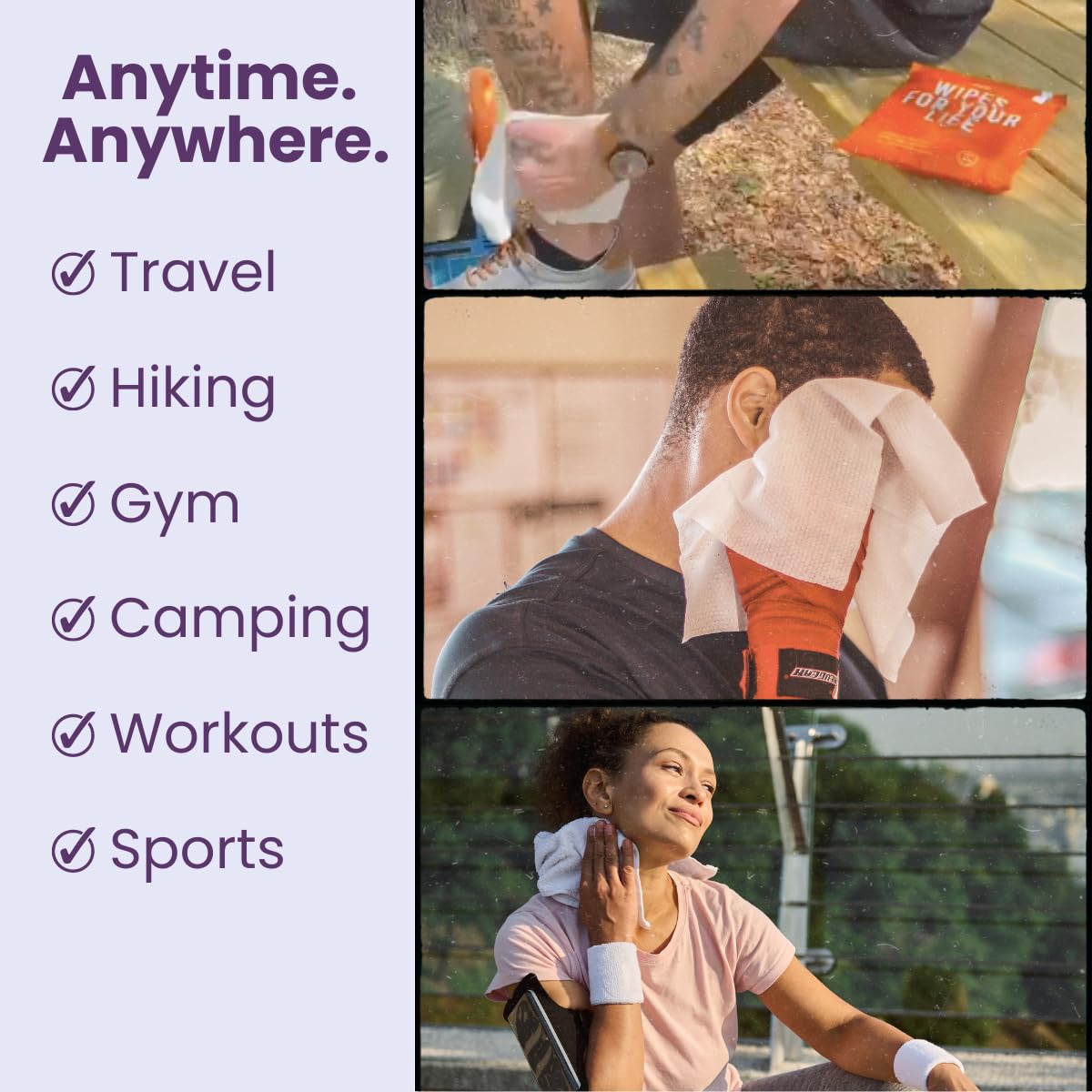 HyperGo XL Body Wipes for Women & Men – 12" x12" Rinse-Free Full Body Cleansing Wipes 20 Count Pack - Lavender | Biodegradable, Hypoallergenic, Aloe-Infused | Gym, Festival, Camping Essentials