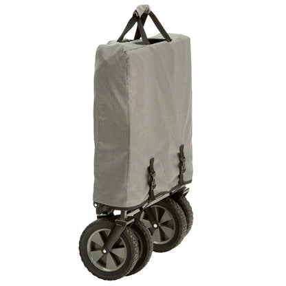Mac Sports Collapsible Outdoor Utility Wagon with Folding Table and Drink Holders, Gray