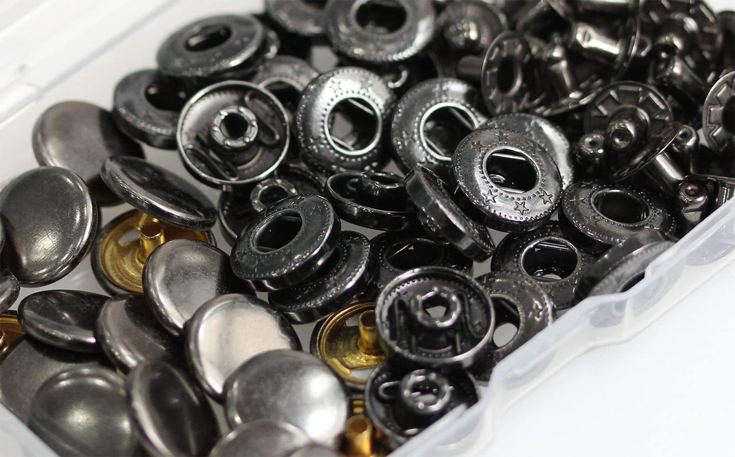 24 Sets Heavy Duty Leather Snap Fasteners Kit, BetterJonny 15mm Metal Snap Buttons Press Studs Leather Rivets Snaps with 4 Setter Tools for Clothes Bracelet Jackets Jeans, 2 Color