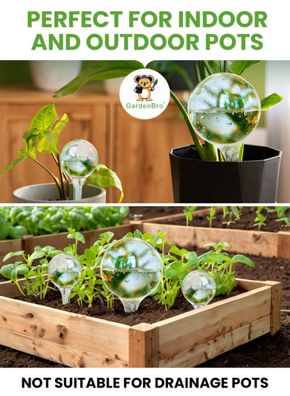 Plant Watering Globes Plastic Set of 4 - Automatic Plant Waterer Set for Indoor and Outdoor Plant Watering - Self Watering Planter Insert System with Plastic Watering Bulbs (4 pcs, Globes)