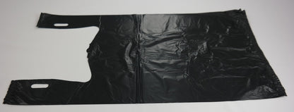 Plastic Bag-Black Plain Embossed T-Shirt Bag 11.5"x6.5"x21.5" 13 mic - 100 bags/bundles