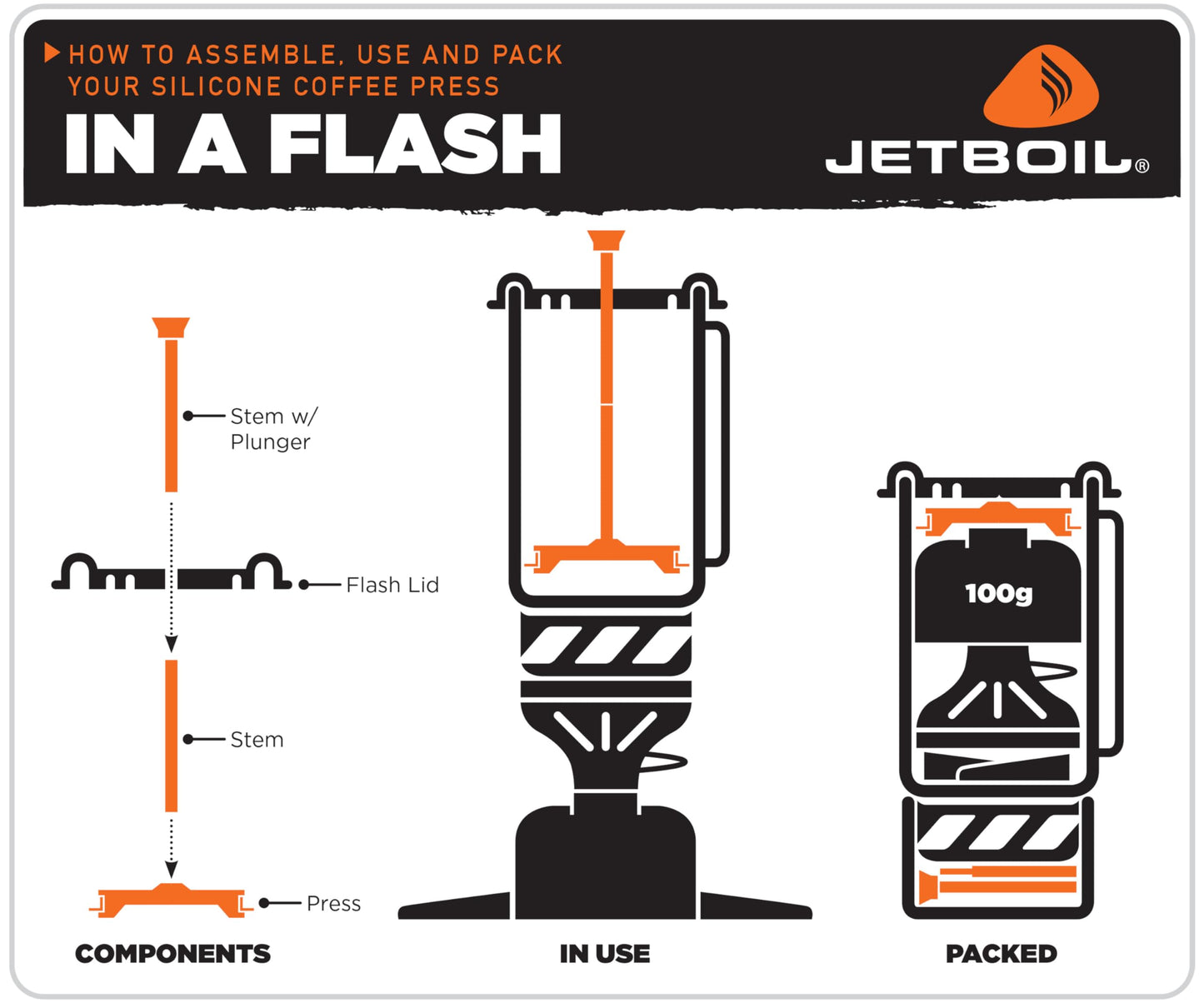 Jetboil Silicone French Press Coffee Maker Camping Stoves, Regular